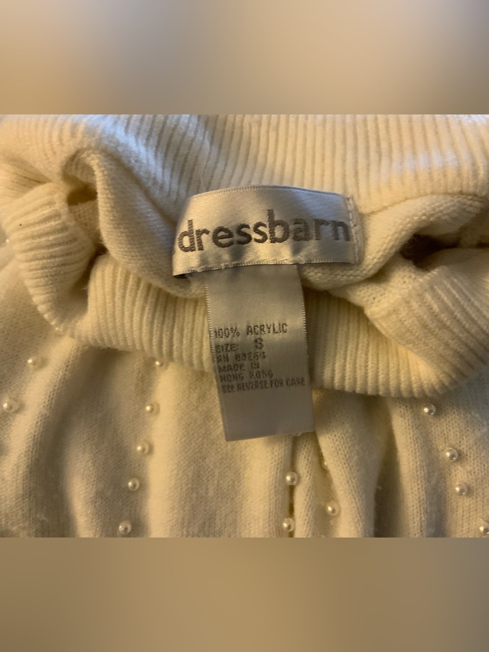 Dressbarn acrylic pearl embellished sweater with cream - Picture 5 of 7
